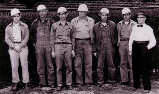 Mayers with line crew, 1950s