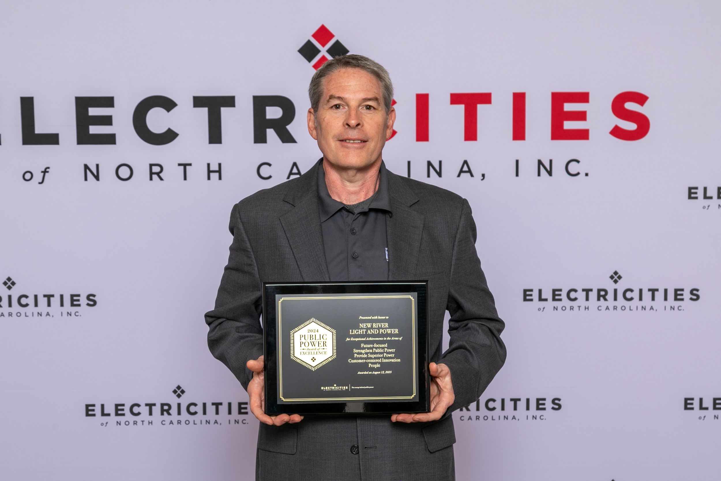 NRLP General Manager Matt Makdad accepting the award during the ElectriCities of North Carolina annual conference in Myrtle Beach, South Carolina